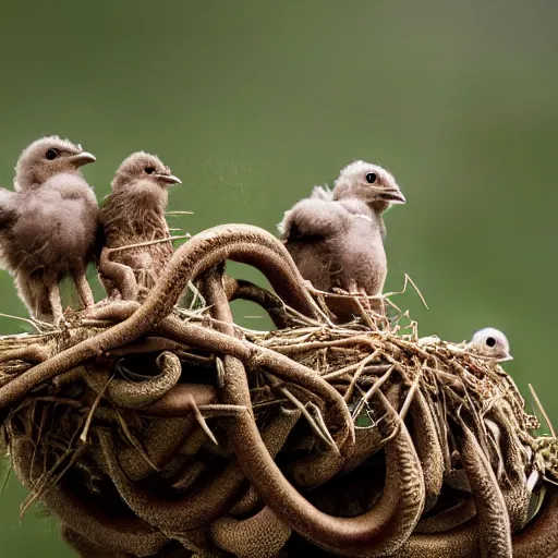 Image similar to Cuckoo chicks in nest being fed by an octopus national geographic photography