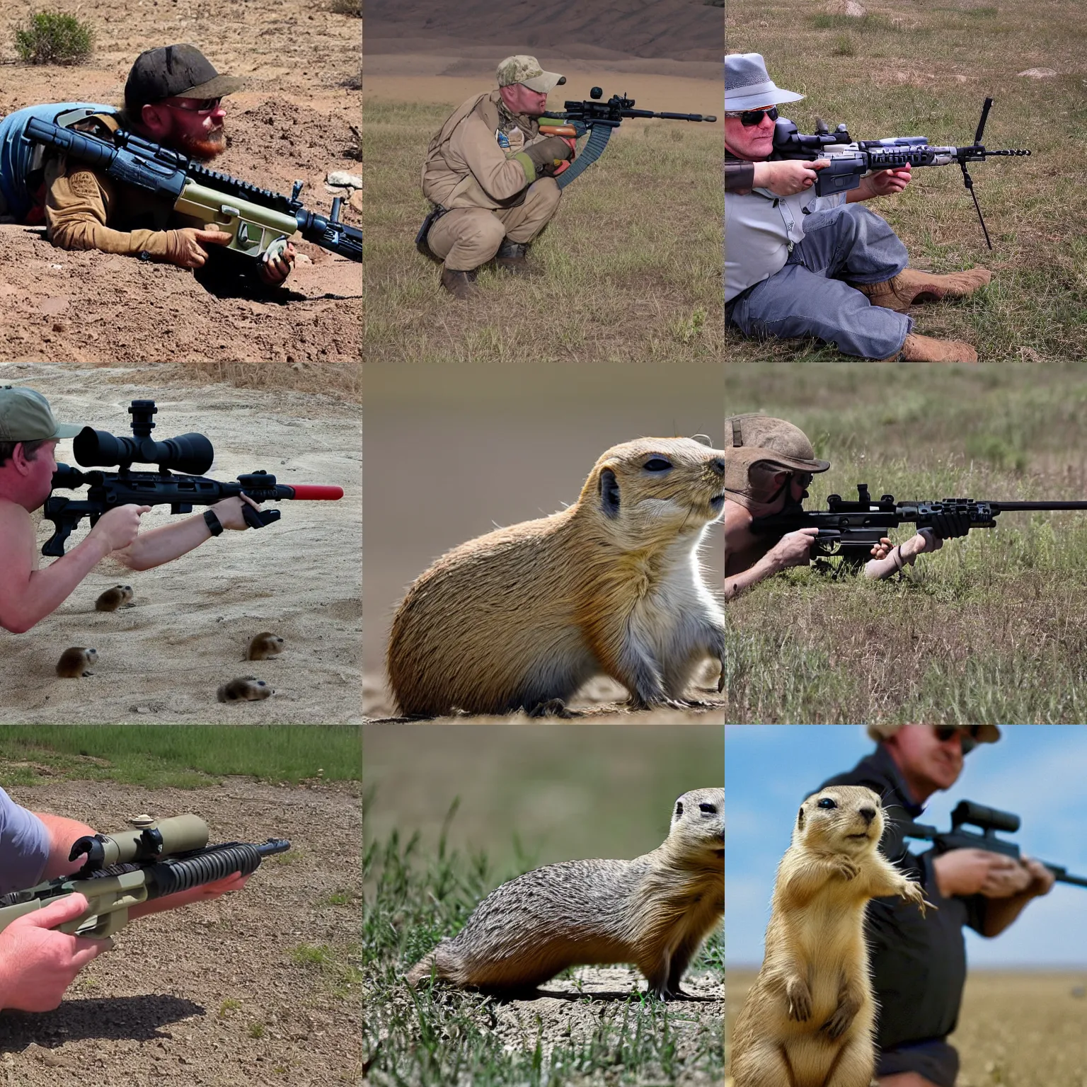 Prompt: the revenge of the prairie dogs. prone, holding ar - 1 5