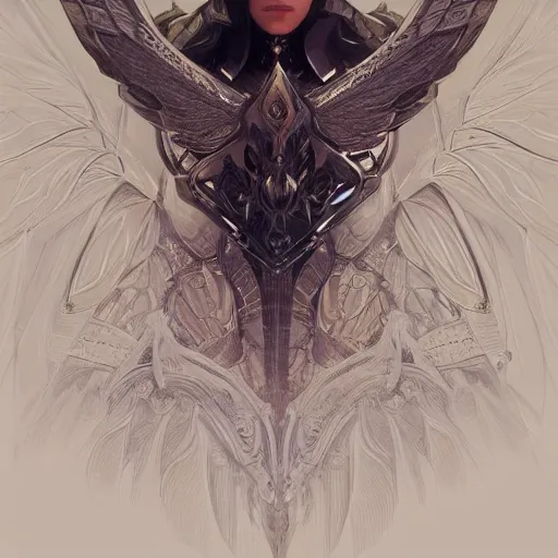 Image similar to knight with a Platinum Armor, Wings on the head，portrait, intricate, elegant, highly detailed, digital painting, artstation, concept art, smooth, sharp focus, illustration, art by artgerm and greg rutkowski and alphonse mucha