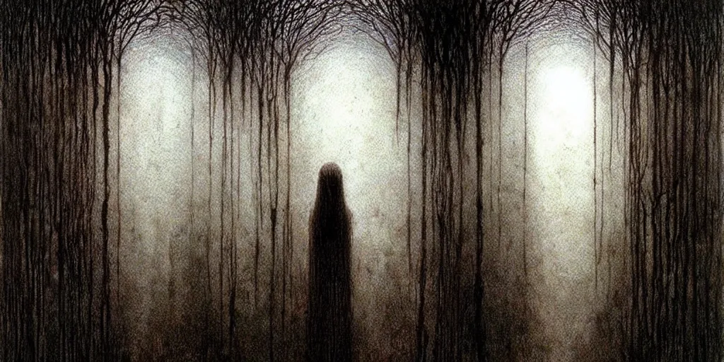 Image similar to dark scary underground by Beksinski, Luis Royo