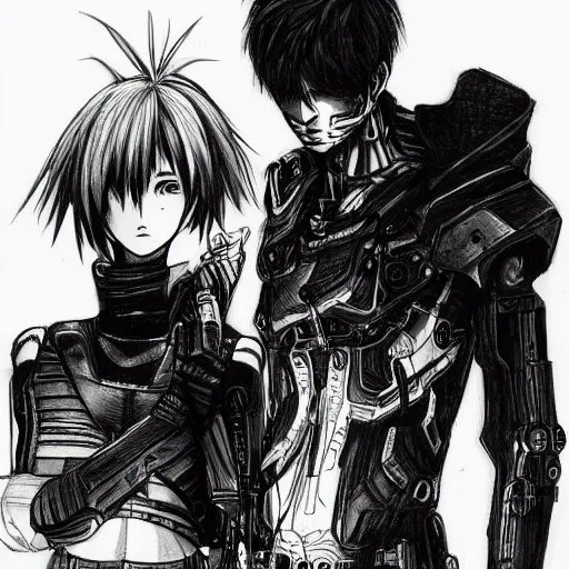 Image similar to a drawing in the style of the manga blame! cyberpunk. detailed. dark.