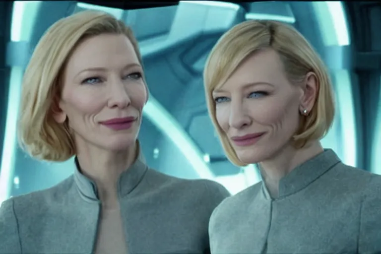 Image similar to cate blanchett on the bridge of a starship,anume style