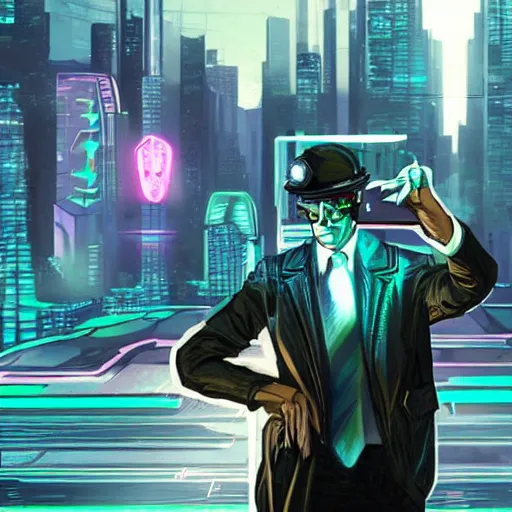 Image similar to a cop in a futuristic cyber punk like city that is investigating a crime while smoking a cigarette