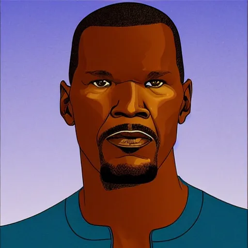 Prompt: “ jamie foxx retro minimalist portrait by jean giraud, art of moebius, sharp, smooth face, comic, 8 k ”