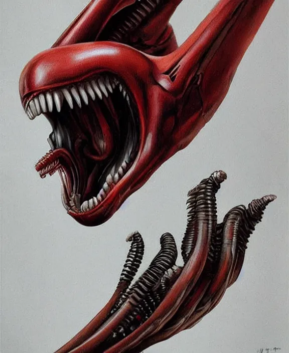 Image similar to xenomorph, art by denys tsiperko and bogdan rezunenko, hyperrealism