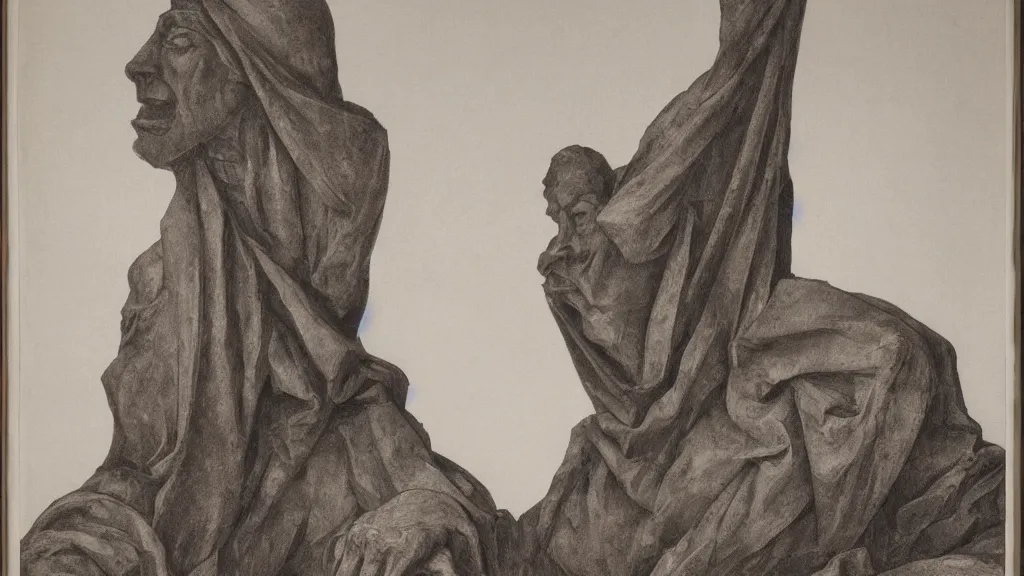 Prompt: a medieval chiaroscuro lithograph of a colossal sculpture by kurt seligmann and edward steichen and hiroshi sugimoto, you feed on some hidden abundanc out of a fog