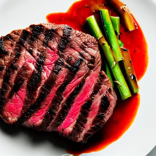 Image similar to medium rare steak, michellin star, award winning dish, food photography