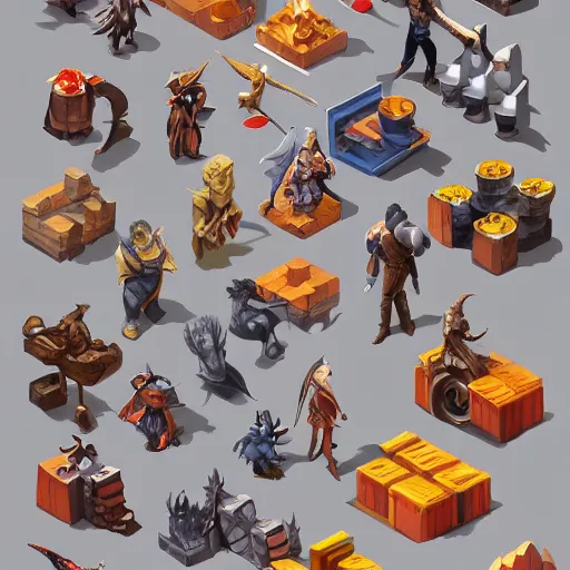Prompt: A strong contrast set of isometric character, game asset of six different isometric heroes and animal characters by Stanley Artgerm Lau, game pack, assets, WLOP, Rossdraws, James Jean, Andrei Riabovitchev, Marc Simonetti, and Sakimichan, trending on artstation , assets, HD , strong contrast