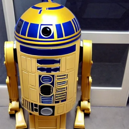 Prompt: the lovechild of r 2 d 2 and c 3 po