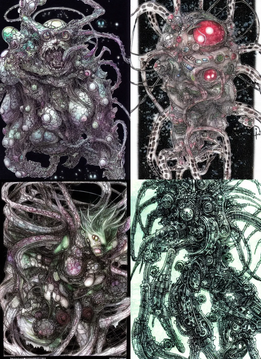 Prompt: yoshitaka amano's neural nightmare