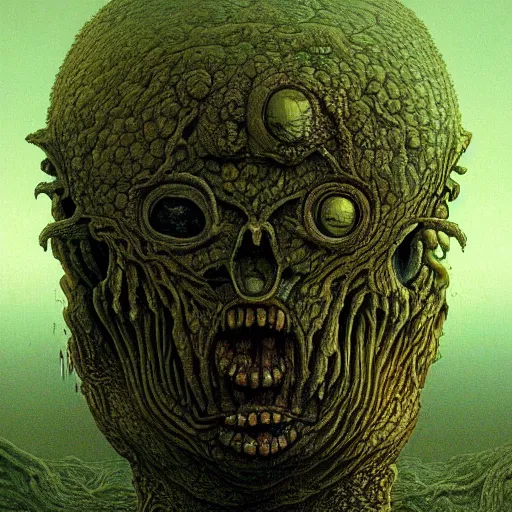 Image similar to iconic hybrid infected mushroom alien, album hyper detailed art style by Zdiszlaw Beksinski and Toshihiro Egawa and H.R. Giger and Artstation trending 8k