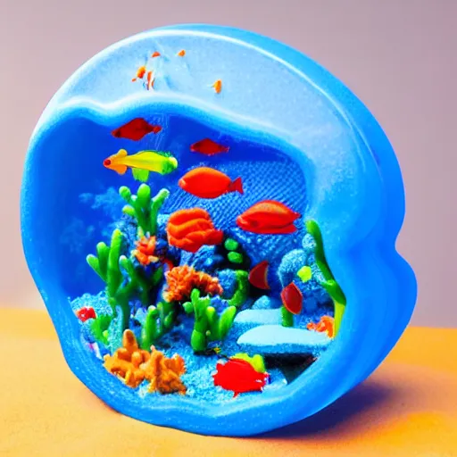 Image similar to coral reef made of fisher-price plastic, filled with blue goo, surrounded by monolithic mirrors 85mm scene from a tv show 55mm-W 768