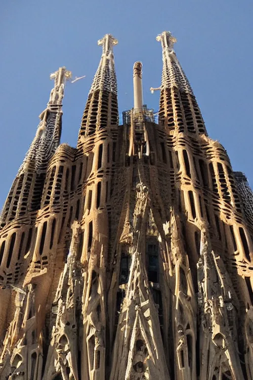 Prompt: A building that is a mix of The Empire State building and La Sagrada Familia by Antoni Gaudi, CG Society