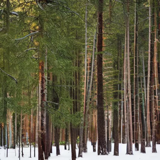 Prompt: national geographic photo of cute soviet block of flats in forest by ivan shishkin, bokeh