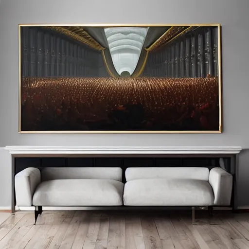 Image similar to sci-fi organic zaha hadid full-lenght 50% of canvas car and wall structure in the coronation of napoleon painting by Jacques-Louis David and in the blade runner 2049 film search pinterest keyshot product render 4k in dark plastic