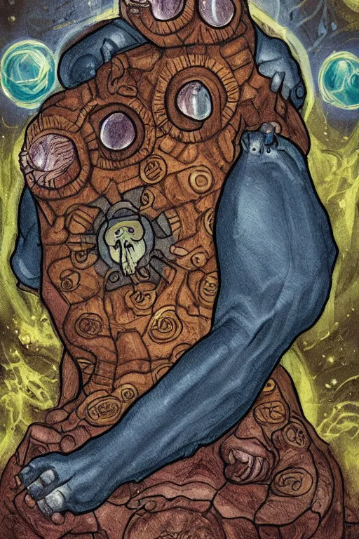 Image similar to tardigrade tarot card, detailed fantasy illustration