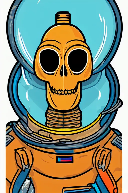 Image similar to portrait of a astronaut skeletor, art by steve simpson, sticker, colorful, illustration, highly detailed, simple, smooth and clean vector curves, no jagged lines, vector art, smooth