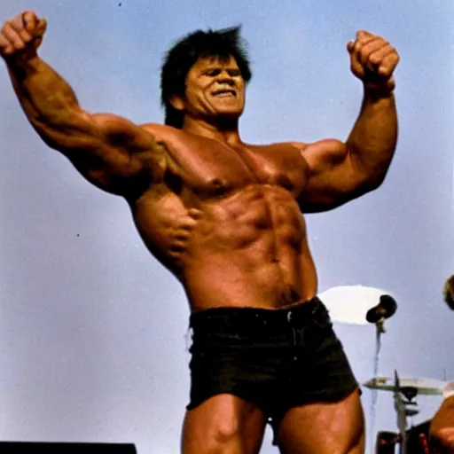 Image similar to hulk performing at woodstock