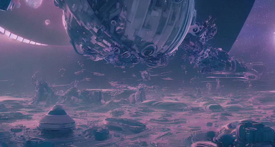 Prompt: a space colony on a faraway planet, intricate artwork by tooth wu and wlop and beeple, octane render, hyper realism, 8 k