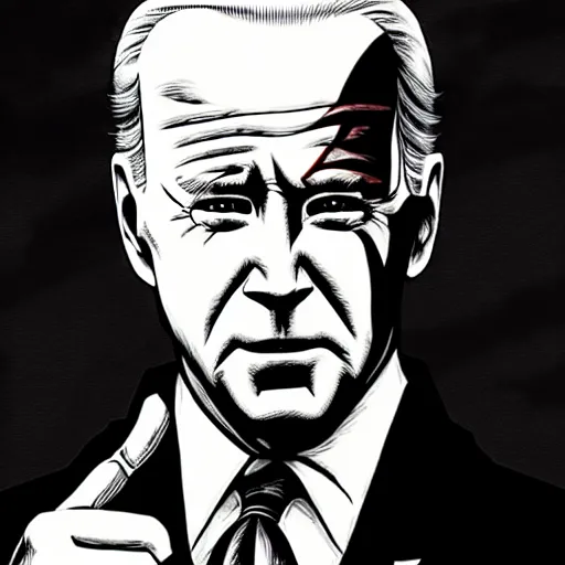 Image similar to Joe Biden looking sinister, by Tsutomu Nihei, highly detailed