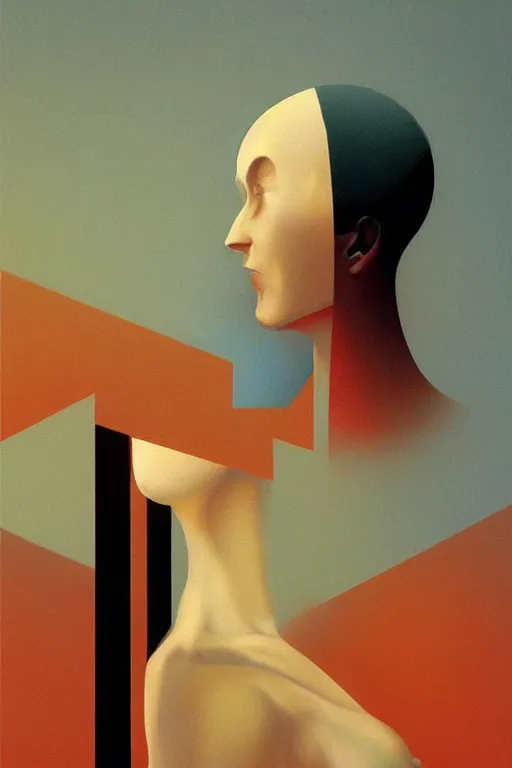 Image similar to woman wearing oculus and digital glitch head edward hopper and james gilleard, zdzislaw beksisnski, higly detailed