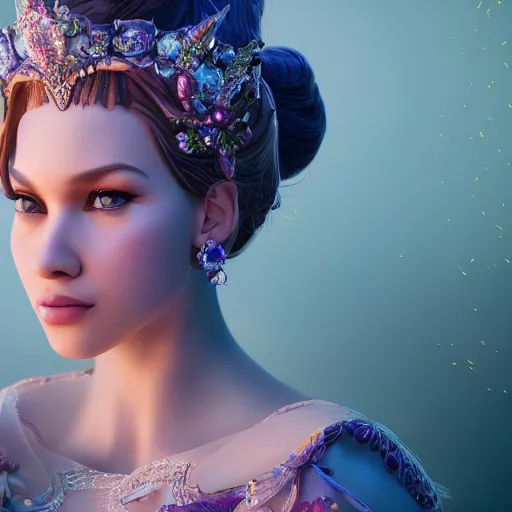 Image similar to portrait of wonderful princess of amethyst with fair skin, ornate 8 k gorgeous intricate detailed, accent lighting, dramatic light, octane render