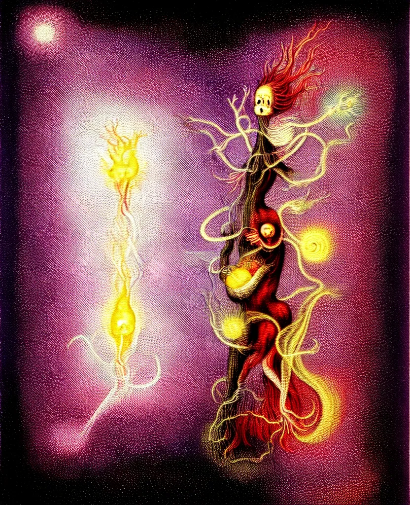 Image similar to whimsical freaky creature sings a unique canto about'as above so below'being ignited by the spirit of haeckel and robert fludd, breakthrough is iminent, glory be to the magic within, painted by ronny khalil