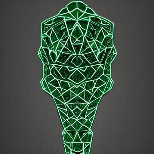 Image similar to glyph gem design intricate, hyper detailed, trending on artstation, green tones, glow