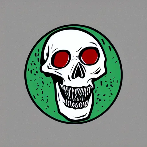 Prompt: angry skull, deep sockets, sticker, illustration, stylized