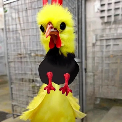 Image similar to cute chicken dressed as a prisioner