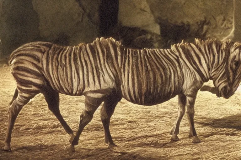 Prompt: photo of a quagga, extinct species, movie still