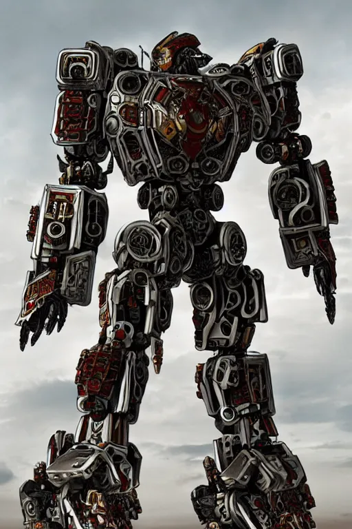 Image similar to cinematic still in machine - warrior - 5, intricate ornate humanoid mecha warrior,
