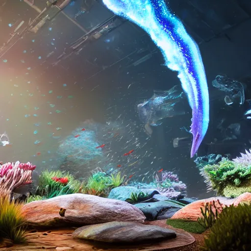Image similar to a fish tank galaxy, trending on artstation, 4 k, 8 k, unreal engine, octane render, highly detailed, high quality