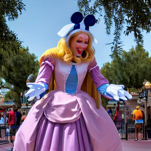 Image similar to adeformedcostumedcharacter at disneyland, kinda creepy, ultra detailed, 8 k resolution, ultrarealistic