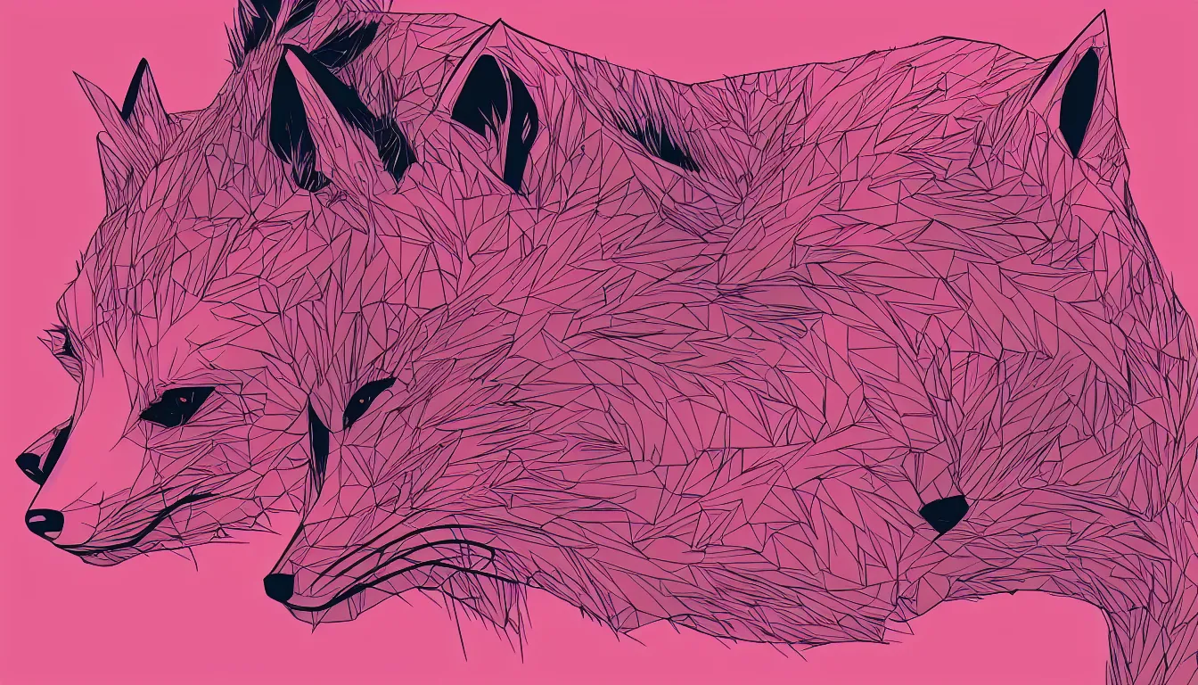 Image similar to pink fox by Kilian Eng, minimalist, detailed