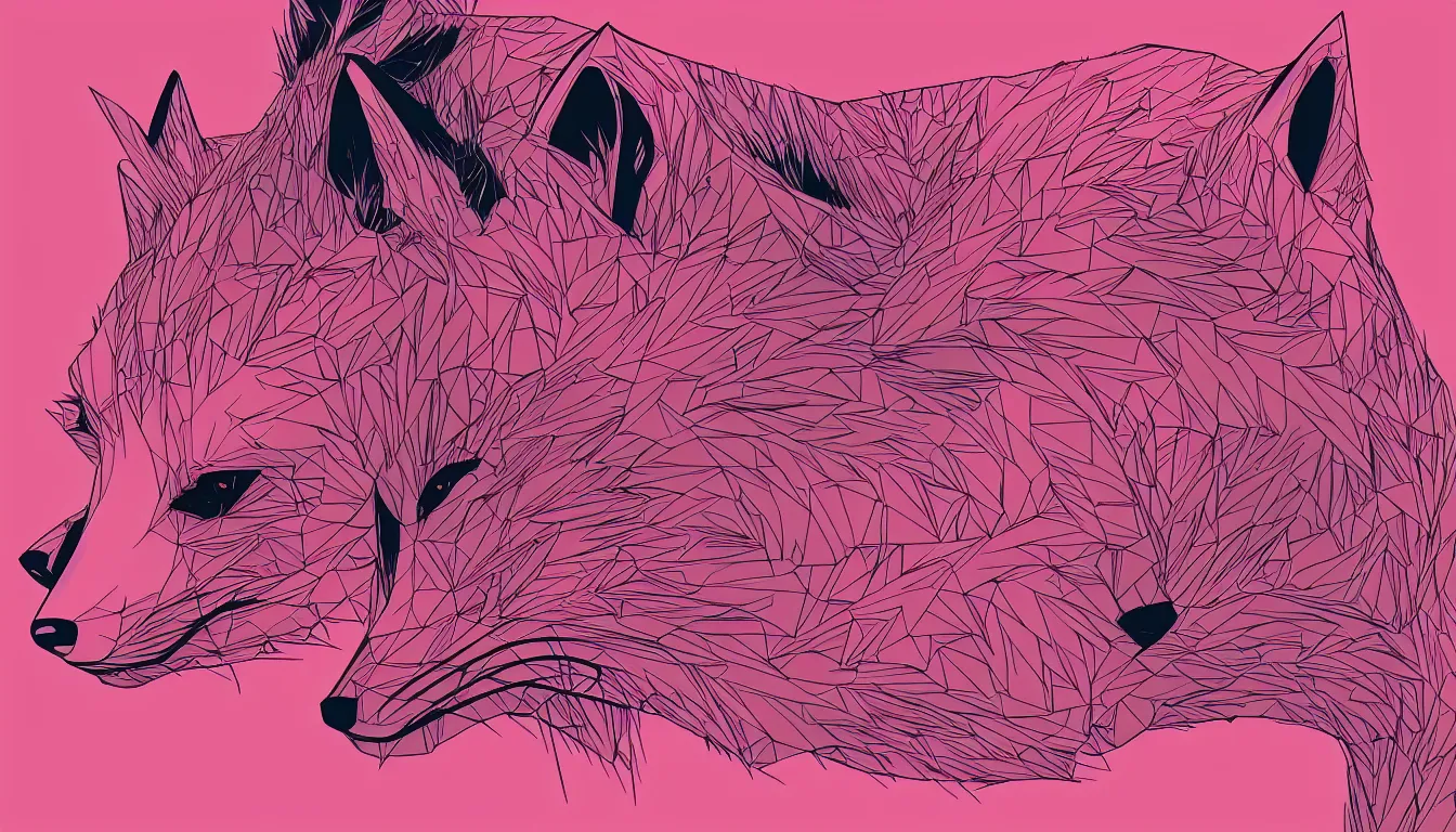 Prompt: pink fox by Kilian Eng, minimalist, detailed