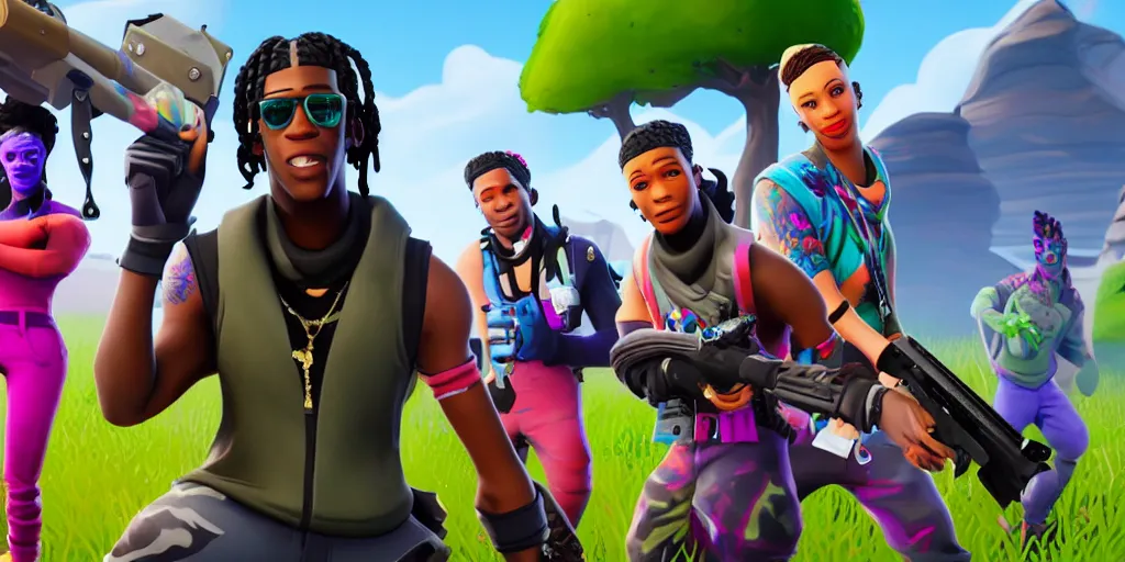 Image similar to young thug, in fortnite