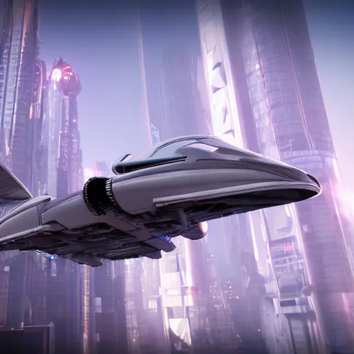 Image similar to cyberpunk alien concept of the a - team van with airplane wings in both sides flying in the sky, futuristic look, highly detailed body, very powerful, photorealistic camera shot, crisp quality and light reflections, unreal engine 5 quality render