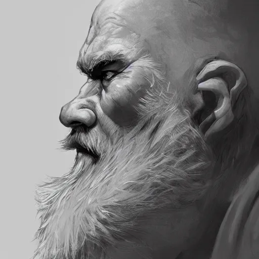 Image similar to ninja warrior, old, white beard, wrinkles, handsome, portrait, profile, intricate, detailed, volumetric lighting, scenery, digital painting, highly detailed, artstation, sharp focus, illustration, concept art, ruan jia, steve mccurry