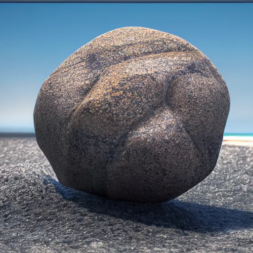 Image similar to a beautiful rock on the beach, octane render, raytracing, detailed, 8 k