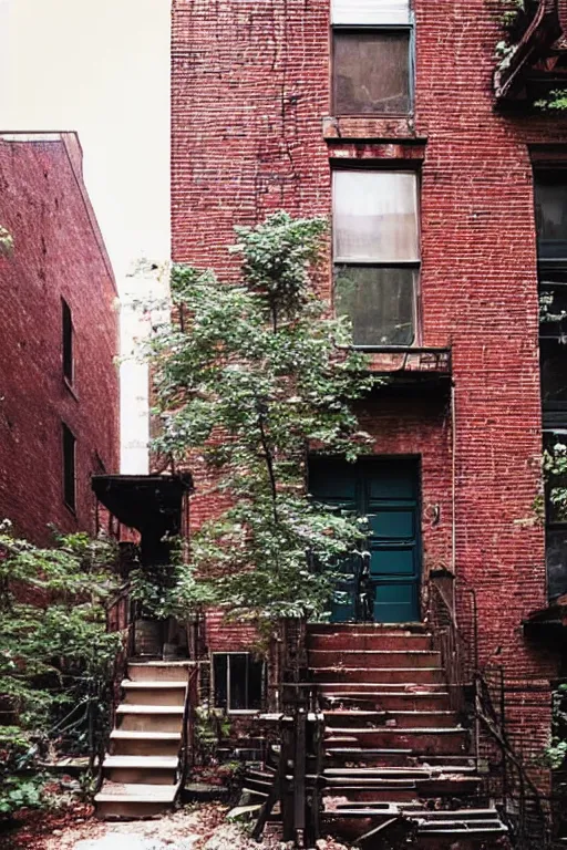 Image similar to (((((a ramshackle manhattan brick brownstone deep in the forest))))) byRobin Tran!!!!!!!!!!!!!!!!!!!!!!!!!!!