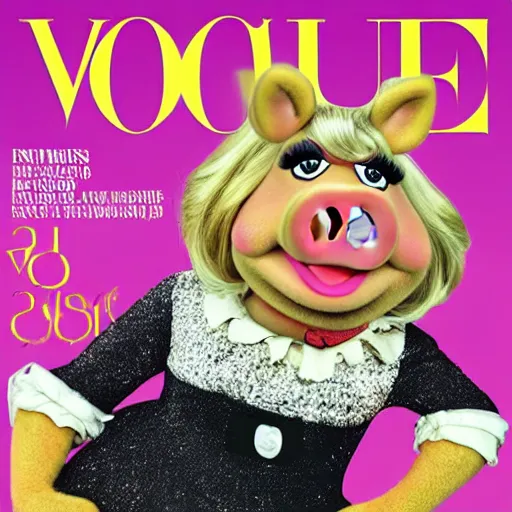 Image similar to Miss Piggy on the cover of Vogue Magazine