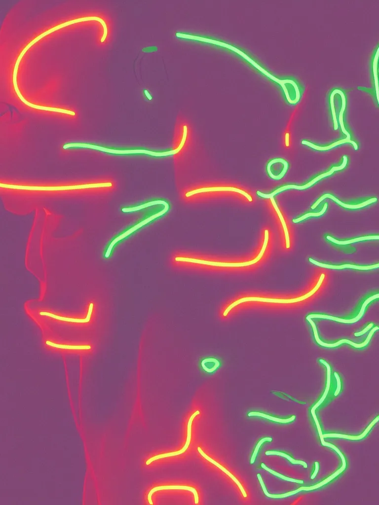 Image similar to neon lit faces by disney concept artists, blunt borders, rule of thirds