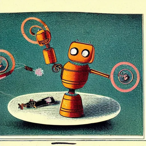 Prompt: beautiful illustration, color plate from the book “ various microscopic robots ” published in 1 8 6 2