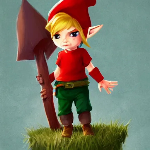 Image similar to attractive little boy character inspired in little hood red and link from legend of zelda, digital artwork made by lois van barlee, james jean and rhads