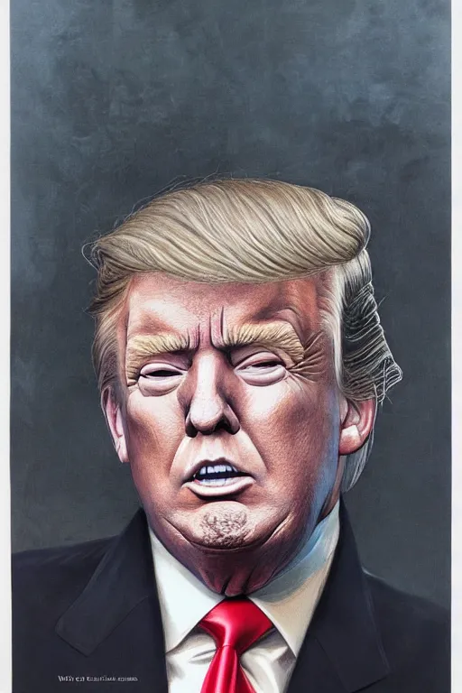 Image similar to portrait of donald trump by wayne barlowe