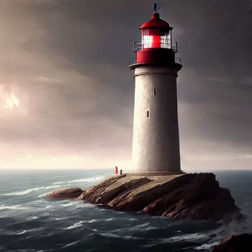 Image similar to a lighthouse standing on a cloud,digital art,ultra realistic,ultra detailed,art by greg rutkowski,photorealistic,hyperdetailed,eerie,mysterious