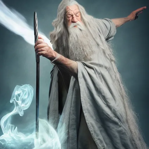 Prompt: gandalf taking a huge hit from his magical bong, award winning composite photography, trending on artstation
