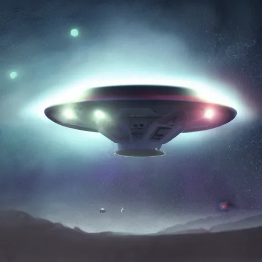 Image similar to found footage of a ufo at night, found footage, dynamic lighting, photorealistic concept art, trending on art station, stunning visuals, creative, cinematic, ultra detailed