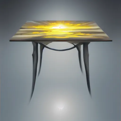 Prompt: Table with a sun painting, digital Painting, ultradetailed, artstation, oil Painting, ultradetailed, artstation